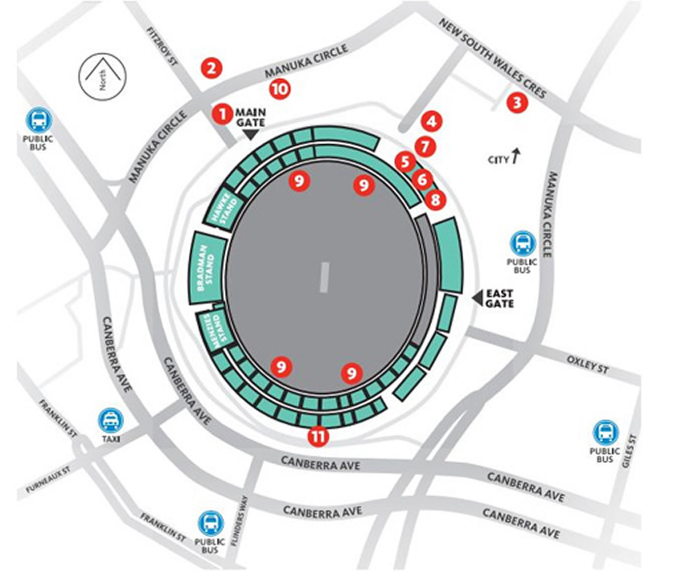 Manuka Oval seating plan